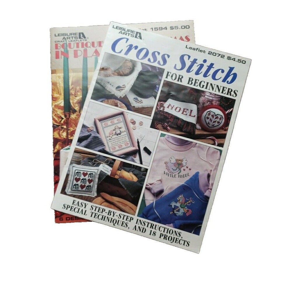 Leisure Arts Lot Cross Stitch for Beginners Leaflet 2072 Christmas Leaflet 1594